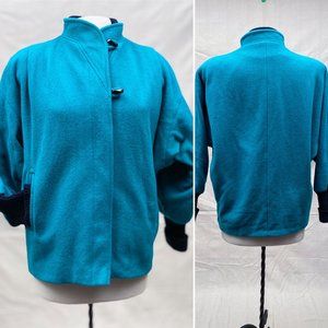 Wool Jacket Vintage 80s Batwing Sleeves